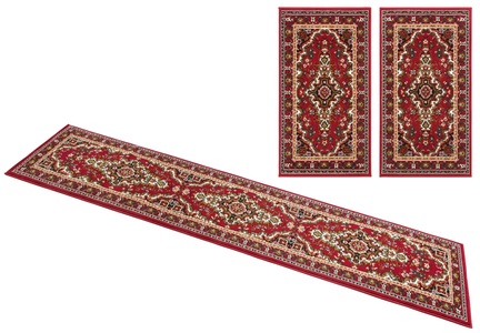 DELAVITA, Bettumrandung »Ali« DELAVITA, Höhe 7 mm, my home Bettumrandung »Oriental, Made in Belgium«, (3 tlg.), Läufer-Set, Kurzflor, Orient-Optik, mit Bordüre, pflegeleicht, elegant