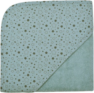 WOERNER, WÖRNER SÜDFROTTIER Kapuzenbadetuch Sterne eisblau 80 x 80 cm, Wörner Kapuzenhandtuch »Sterne eisblau Kapuzenbadetuch 80/80« obere Lage der Kapuze aus bedrucktem Single-Jersey
