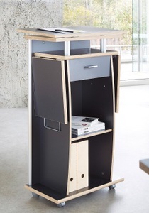 Germania, GERMANIA Sekretär »Germania 0469«, Stehpult mit Rollen, Home office Schreibtisch, Stehpult Germania Multifunktion, 2 Fächer, ausklappb. Seitenarme, Anthrazit
