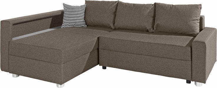 COLLECTION AB, COLLECTION AB Ecksofa, inklusive Bettfunktion, Bettkasten und Federkern, wahlweise mit RGB-LED-Beleuchtung und USB-Port, Inklusive seitlichem Regalboden, Ottomane links oder rechts montierbar, COLLECTION AB Ecksofa »Relax L-Form« inklusive Bettfunktion, Federkern, wahlweise mit RGB-LED-Beleuchtung