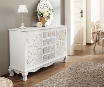 HOME AFFAIRE, Home affaire Sideboard »Rajat«, aus schönem, massivem Mangoholz und beeidruckenden Türfrontfräsungen, Breite 140 cm, Home affaire Sideboard »Rajat«, Kommode aus Mangoholz mit Türfrontfräsungen, Breite 140 cm