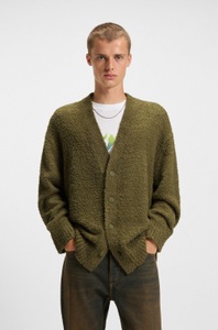 HUGO Blue Strickjacke »Sonou«, V-Ausschnitt, Oversized fit, Bouclé-Strick