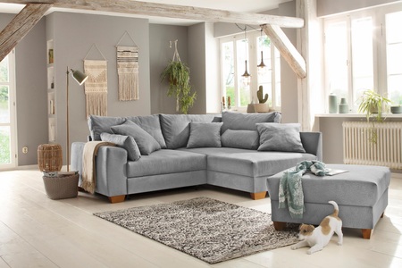 HOME AFFAIRE, Home affaire Ecksofa »Helena«, wahlweise mit Bettfunktion, Federkern, lose Kissen versch. Grösse, Home affaire Ecksofa, wahlweise mit Bettfunktion, verschiedene Bezugsarten