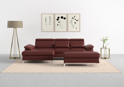 SIT&MORE, sit&more Ecksofa »Cabrio«, mit Sitztiefen- und Armteilverstellung sowie Federkern, 2 Nierenkissen, sit&more Ecksofa »Cabrio L-Form, B: 295 cm, mit Sitztiefen-, Arm- & Kopfteilverstellung« 2 Nierenkissen, Federkern, optional Bettfunktion und Stauraum