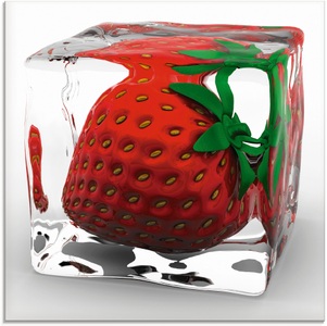 Artland Glasbild »Erdbeere in Eis«