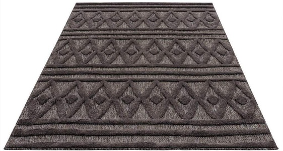 Carpet City, Carpet City Teppich »SANTORINI 58538«, rechteckig, 5 mm Höhe, 3D-Design: Flor erzeugt ein Hoch-Tief-Effekt, In- und Outdoor geeignet, Carpet City Teppich »In-& Outdoorteppich Santorini 58538, 3D-Effekt, Raute-Optik«, rechteckig, 5 mm Höhe, Wetterfest & UV-beständig für Terrasse, Balkon, Küche, Flur