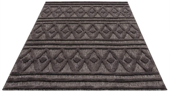 Carpet City, Carpet City Teppich »SANTORINI 58538«, rechteckig, 5 mm Höhe, 3D-Design: Flor erzeugt ein Hoch-Tief-Effekt, In- und Outdoor geeignet, Carpet City Teppich »In-& Outdoorteppich Santorini 58538, 3D-Effekt, Raute-Optik«, rechteckig, 5 mm Höhe, Wetterfest & UV-beständig für Terrasse, Balkon, Küche, Flur