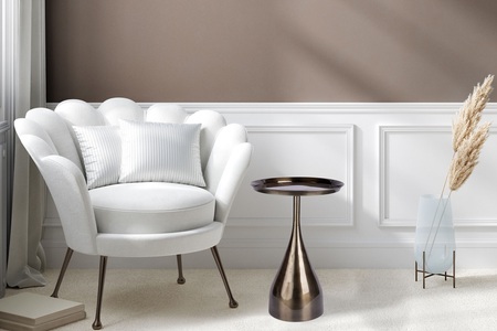 Kayoom, Kayoom Beistelltisch »Beistelltisch Asra 125«, Kayoom Beistelltisch »Asra 125, Edles Design in Goldfarben beziehungsweise Schwarz«, (1 St.), Metallgestell in Tropfenform, runde Ablagefläche, extravagant