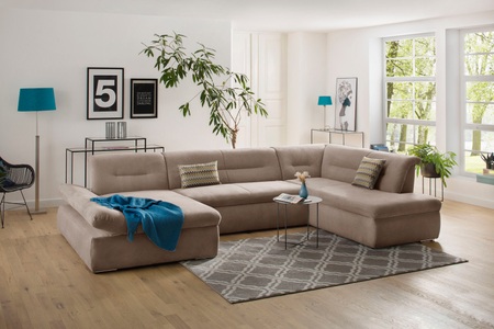 my home Wohnlandschaft »Avesa«, Wahlweise mit Armteilverstellung und Bettfunktion, B/T/H: 355/216/80 cm