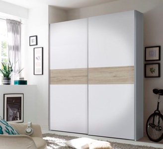 undefined, Schwebetürenschrank, Schlafkontor Schwebetürenschrank »Puls Schlafzimmerschrank BESTSELLER Garderobenschrank Schrank«, Kleiderschrank mit Metallgriffleisten, viele Farben, Breite 170cm