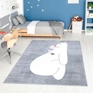 Carpet City Kinderteppich »ANIME921«, rechteckig, 11 mm Höhe, Kinderzimmer Teppich Modern mit Mond, Blumen, Wolken, Creme, Multi