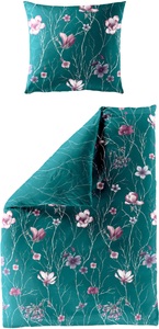BIERBAUM Bettwäsche »Lilli«, (2 tlg.), Mako-Satin, 100 % Baumwolle, mit Blumen, pflegeleicht