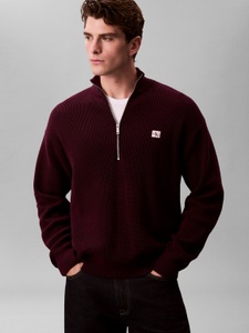 Calvin Klein Jeans Strickpullover Troyerkragen mit Reissverschluss, Regular Fit