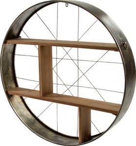Myflair Möbel & Accessoires, Myflair Möbel & Accessoires Hängeregal »Graeco«, Dekoregal, rund, Ø 78,5 cm, aus Metall und Holz, moderner Industrie Style, my Flair Wandregal »Graeco«, Holz & Metall, Runde Form, 2 Ablageböden, fertig montiert