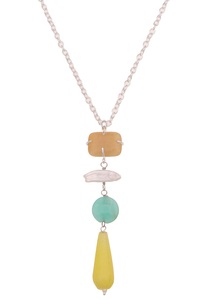 LESLII, leslii Kette mit Anhänger »lange Halskette, 220119149«, mit Süsswasserzuchtperle und Natursteinen, leslii Kette mit Anhänger »lange Halskette, 220119149«, mit Süsswasserzuchtperle - mit Naturstein