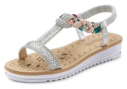 Lascana, LASCANA Sandale, mit elastischen Riemchen und Schmucksteinen, LASCANA Sandale »Sommerschuh«, mit elastischen Riemchen, Schmucksteinen, Sandalette, Sommerschuh
