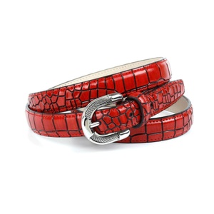 ANTHONI CROWN, Anthoni Crown 2, 0 cm femininer Ledergürtel mit Krokomuster in Rot, 