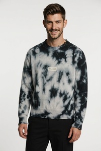 HUGO Strickpullover Batik-Effekt, Oversized Fit, gedrucktes HUGO-Logo