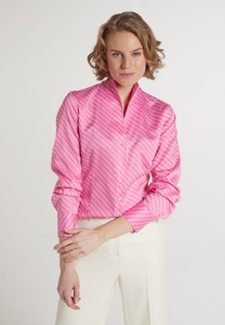 Eterna, ETERNA LANGARM BLUSE MODERN CLASSIC SATINBINDUNG PINK/WEISS BEDRUCKT, Eterna Hemdbluse »REGULAR FIT«