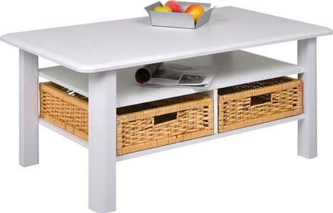 Pro-Line, PRO Line Couchtisch, aus Holz, 2 Ablageböden, 2 Körbe als Ablagefächer, rechteckig, 