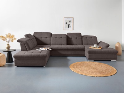 COTTA Wohnlandschaft »Holiday U-Form«, Sitztiefenverstellung, wahlweise mit Bettfunktion inkl. Bettkasten