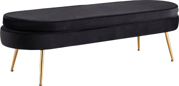 Salesfever, SalesFever Sitzbank »Clam«, mit hohem Sitzkissen, Sitzpouf oval lang, Sitzpouf oval Samt schwarz