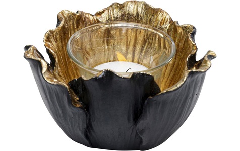 Kare Design, Teelichthalter Flower Bloom schwarz gold rund 10, KARE Design - Teelichthalter Flower Bloom gold rund 10, One Size, Gold