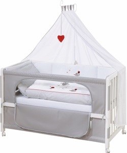 Roba, home24 Room Bed Adam und Eule, roba® Babybett »Room bed - Dekor Adam und Eule«, als Beistell-, Kinder- und Juniorbett verwendbar