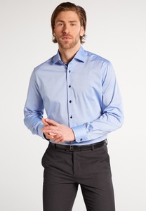 Eterna, ETERNA Langarm Hemd »MODERN FIT«, MODERN FIT Hemd in blau unifarben