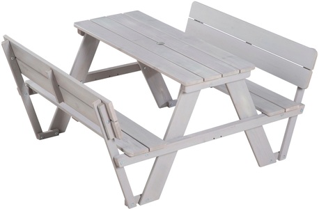 Roba, roba Kindersitzgruppe Picknick for 4 Outdoor Deluxe mit Rückenlehnen - weiß, roba® Kindersitzgruppe »Picknick for 4 Outdoor Deluxe, Grau« mit Lehne