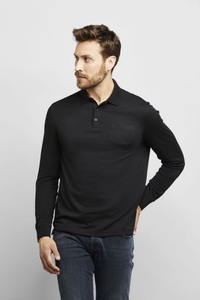Bugatti, bugatti Langarm-Poloshirt, mit aufgesetzter Brusttasche, 