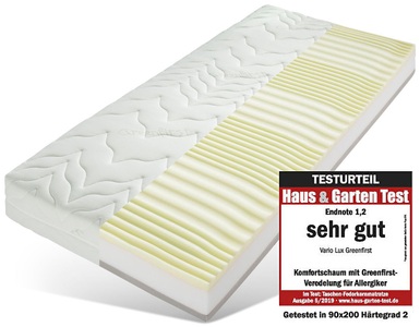 BeCo, Beco Taschenfederkernmatratze »Vario Lux Greenfirst«, 22 cm cm hoch, 480 Federn, (1 St.), komfortable Matratze in 90x200 cm und weiteren Grössen erhältlich, Beco Taschenfederkernmatratze »Vario Lux Greenfirst«, 22 cm hoch, 480 Federn, (1 St.), komfortable Matratze in 90x200 cm und weiteren Grössen erhältlich