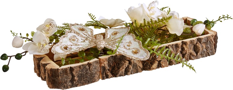 HOME AFFAIRE, Home affaire Holztablett, Orchidee/Schmetterling, I.GE.A. Dekoobjekt, Orchidee/Schmetterling