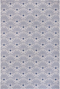 White Label, White Label - Teppich In-& Outdoor - 80 x 150 cm; - Blau Creme, Leonique Teppich »Kaia«, rechteckig, 3 mm Höhe, florales Muster, strapazierfähig & pflegeleicht, Flachgewebe