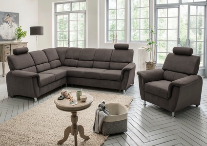 HOME AFFAIRE, Home affaire Ecksofa »Pisa«, mit Bettfunktion und Bettkasten, Home affaire Ecksofa »Pisa L-Form, mit Schlaffunktion, Stauraum, 2x höhenverstellbare«, Kopfstützen und Relaxfunktion im Eckelement