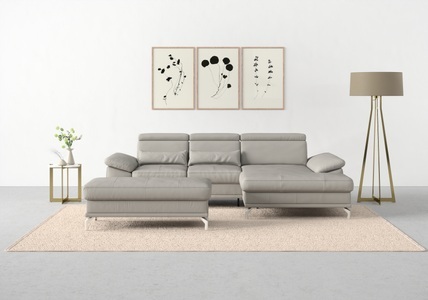 SIT&MORE, sit&more Ecksofa »Cabrio«, mit Sitztiefen- und Armteilverstellung sowie Federkern, 2 Nierenkissen, sit&more Ecksofa »Cabrio L-Form, B: 295 cm, mit Sitztiefen-, Arm- & Kopfteilverstellung« 2 Nierenkissen, Federkern, optional Bettfunktion und Stauraum