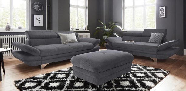 Cotta, COTTA Polstergarnitur, (Set), Set: bestehend aus 3-Sitzer und Hocker, Sofa inklusive Kopf- und Armteilverstellung, COTTA Polstergarnitur »Enterprise« Set, Set bestehend aus 2,5-Sitzer mit Arm- & Kopfteilverstellung & Hocker