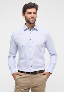 Eterna, ETERNA Langarm Hemd »MODERN FIT«, MODERN FIT Hemd in hellblau strukturiert