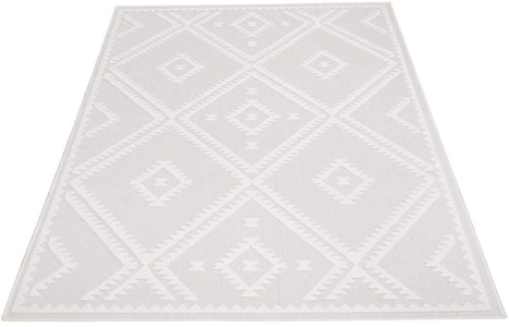 Carpet City, Carpet City Teppich »Santorini«, rechteckig, 5 mm Höhe, 3D-Effekt, für Wohnzimmer, Flur, Küche, Wintergarten, Balkon, Wetterfest & UV-beständig, Carpet City Teppich »In-& Outdoorteppich Santorini 454, 3D-Effekt, Raute-Optik«, rechteckig, 5 mm Höhe, Wetterfest & UV-beständig für Terrasse, Balkon, Küche, Flur