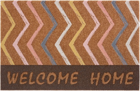 White Label, White Label - Fussmatte - 45 x 70 cm - Multicolor, andas Fussmatte »Welcome Home, Türmatte«, rechteckig, 10 mm Höhe, mit Spruch, mit Schrift, Kokos-Look, Robust, Pflegeleicht, Rutschfest