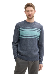 TOM TAILOR Rundhalspullover, in Strick-Optik und Streifen-Design