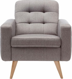 exxpo - sofa fashion, exxpo - sofa fashion Sessel, exxpo - sofa fashion Sessel »Nappa, Loungesessel mit aktueller Rückensteppung, bequem und modern« hohe Holzfüsse