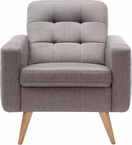 exxpo - sofa fashion, exxpo - sofa fashion Sessel, exxpo - sofa fashion Sessel »Nappa, Loungesessel mit aktueller Rückensteppung, bequem und modern« hohe Holzfüsse