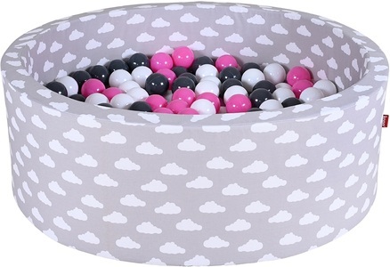 Knorrtoys, knorr® toys Bällebad soft - Grey white clouds - 300 balls creme/grey/rose, Knorrtoys® Bällebad »Soft, Grey White Clouds«, mit 300 Bällen creme/Grey/rose; Made in Europe