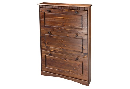HOME AFFAIRE, Home affaire Schuhschrank »Rustic«, Home affaire Schuhschrank »Rustic« aus massiver Kiefer, 3 Schuhklappen, für 9-11 Paar, Kassettenoptik