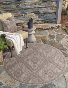 Carpet City, Carpet City Teppich »Santorini«, rund, 5 mm Höhe, 3D-Effekt, für Wohnzimmer, Flur, Küche, Wintergarten, Balkon, Wetterfest & UV-beständig, Carpet City Teppich »In-& Outdoorteppich Santorini 454, 3D-Effekt, Raute-Optik«, rund, 5 mm Höhe, Wetterfest & UV-beständig für Terrasse, Balkon, Küche, Flur