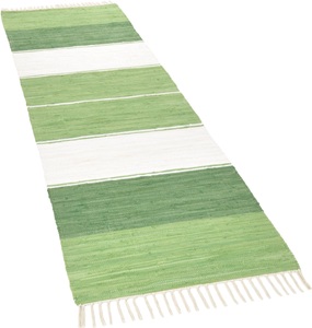 Theko®die Markenteppiche, Handwebteppich Walter Theko®die Markenteppiche Grün, THEKO Läufer »Stripe Cotton«, rechteckig, 5 mm Höhe, Handweb Flachgewebe, reine Baumwolle, handgewebt, mit Fransen