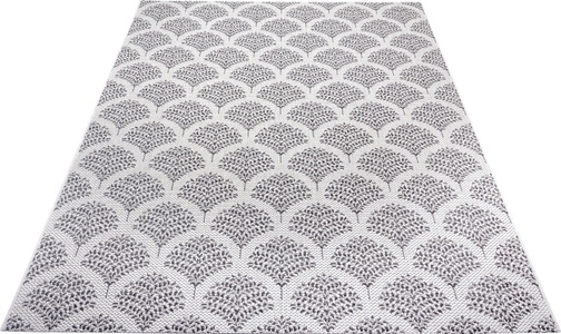 White Label, White Label - Teppich In-& Outdoor - 80 x 150 cm; - Creme, Schwarz, Home affaire Teppich »Maren«, rechteckig, 3 mm Höhe, In- und Outdoor-Teppich, Strapazierfähig und pflegeleicht, Flachgewebe