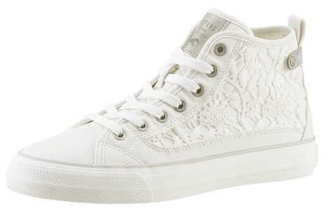 MUSTANG SHOES, Mustang Shoes Schnürboots, High Top-Sneaker, Freizeitschuh mit stylischem Textileinsatz, Mustang Shoes Schnürboots, High Top-Sneaker, Freizeitschuh mit stylischem Textileinsatz
