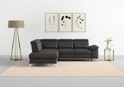SIT&MORE, sit&more Ecksofa »Cabrio«, mit Sitztiefenverstellung und Federkern, 3 Nierenkissen, sit&more Ecksofa »Cabrio L-Form, B: 274 cm, mit Sitztiefen-, Arm- & Kopfteilverstellung« 3 Nierenkissen, Federkern, optional Bettfunktion und Stauraum